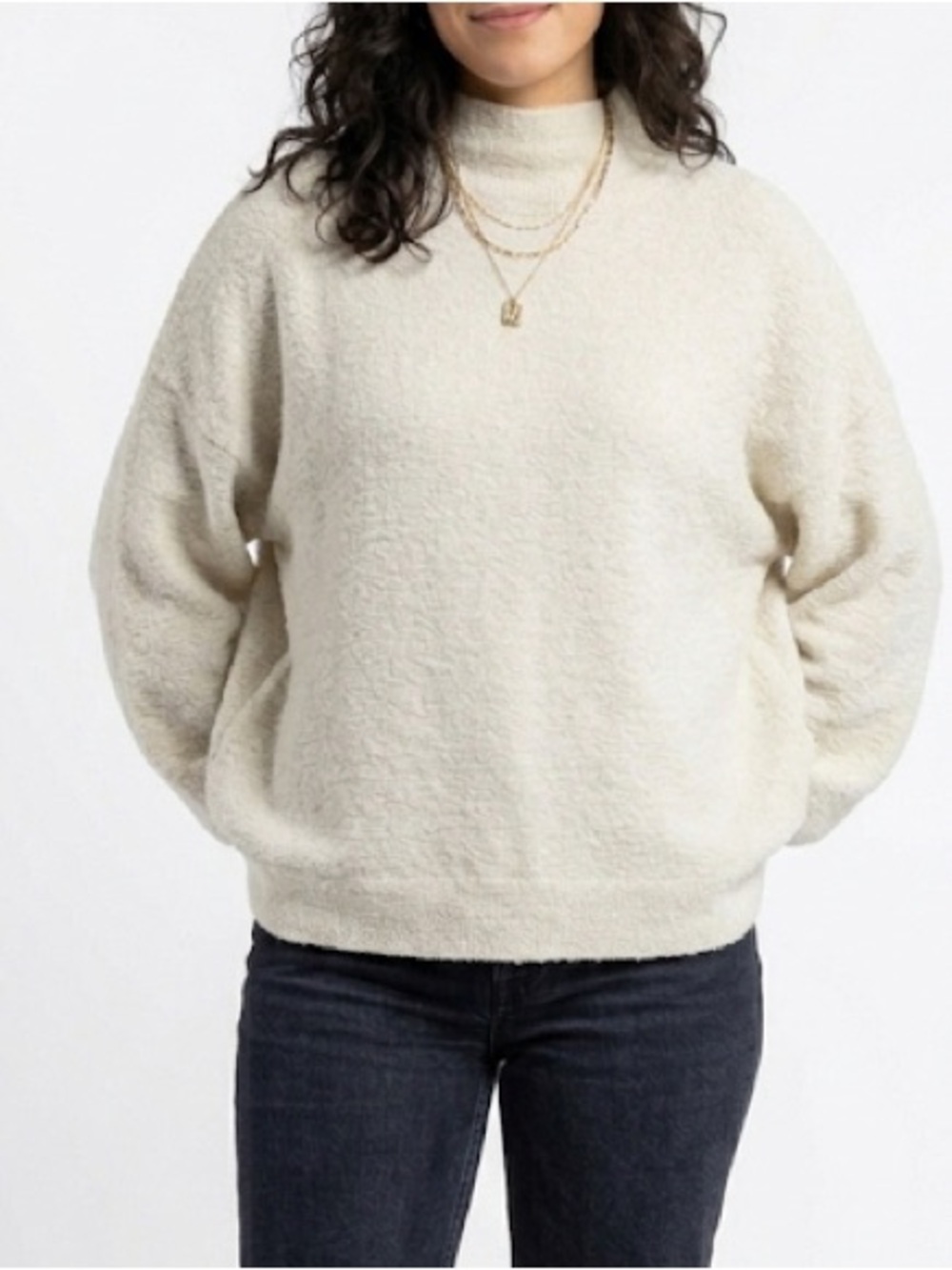 Wilfred Free Hush Knit Mock Neck Sweater Cream Size 1X Oversized Minimalist